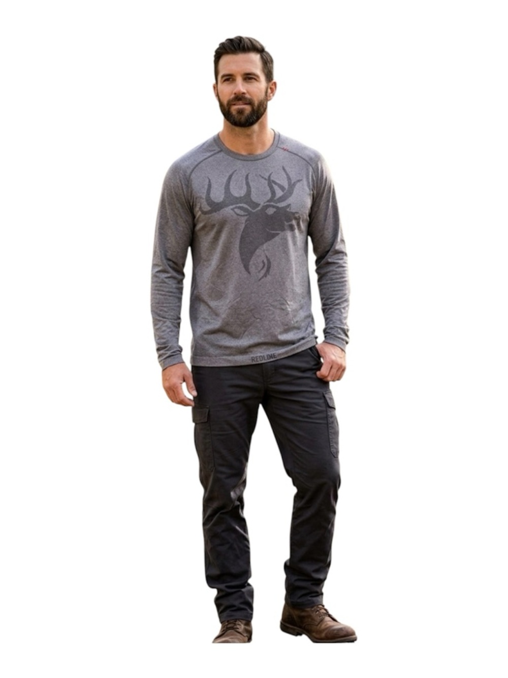 Lululemon Men's Gray Long-Sleeve Graphic Deer Metal Tech Performance Shirt XL